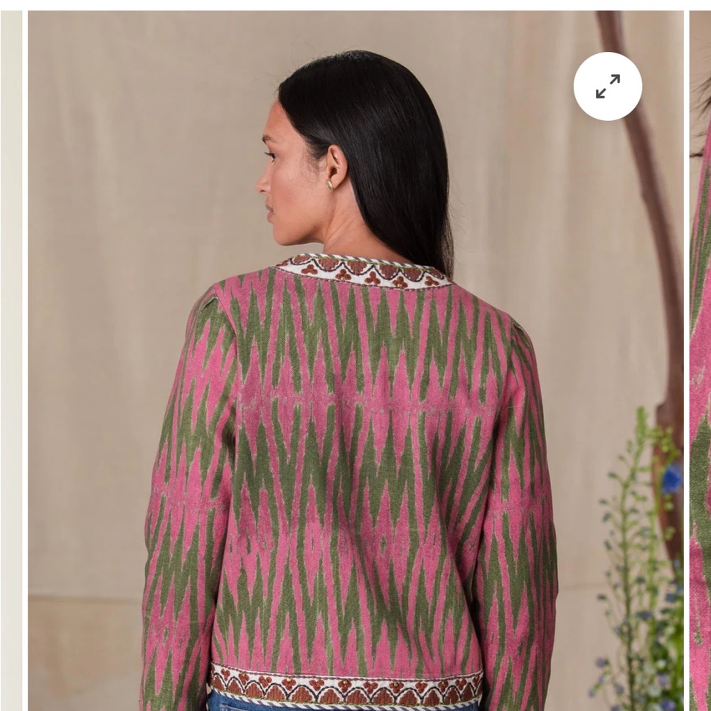 Women's Pink and Green Patterned Jacket - Picture 2 of 8